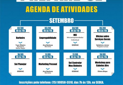 Estão abertas as inscrições para oficinas profissionalizantes oferecidas pela SEDEA; confira a programação completa