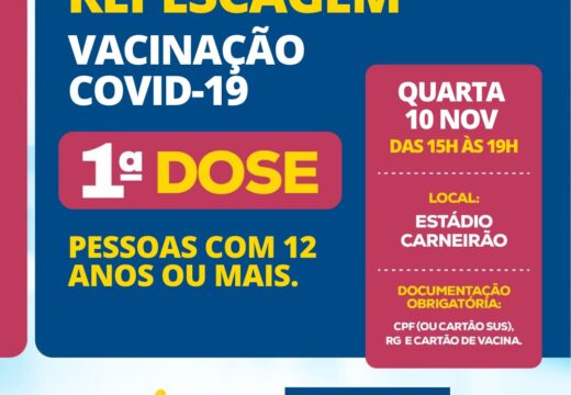 Vacinação Covid-19: repescagem da primeira dose acontece nesta quarta (10)