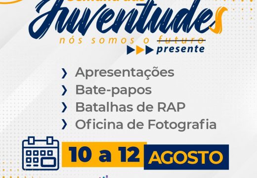 Semana das Juventudes terá oficina de fotografia, batalha de rap, jogos esportivos e eleição do Conselho da Juventude; programação começa nesta quarta-feira (10), confira!