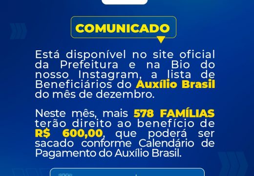 Confira a nova lista de aprovados no Auxílio Brasil em Alagoinhas