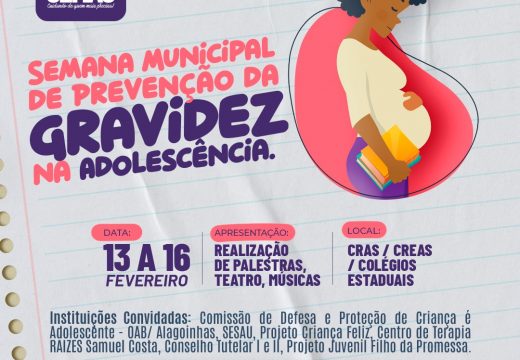 Semana Municipal de Prevenção da Gravidez na Adolescência começa na segunda-feira (13)