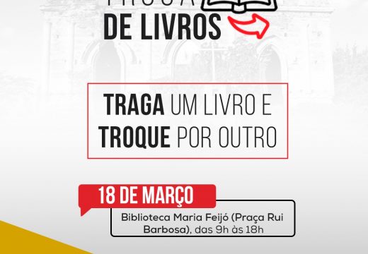 Feira de Troca de Livros acontece na Biblioteca Municipal Maria Feijó no próximo sábado (18)