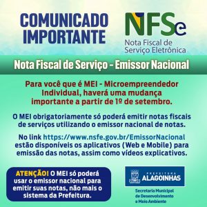 Comunicado: Nota Fiscal de Serviço Emissor Nacional para MEI -  Microempreendedor Individual, Prefeitura, Notícias