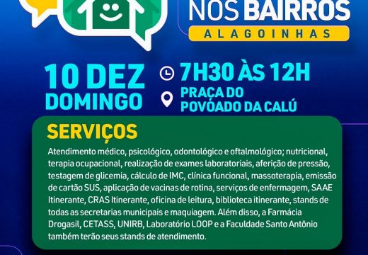 Ouvidoria nos Bairros: Calú recebe serviços gratuitos para os moradores no domingo, 10 de dezembro