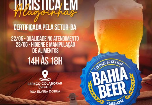 Capacitação Turística para o Bahia Beer 2024: cursos gratuitos de Qualidade no Atendimento e Higiene e Manipulação de Alimentos acontecem semana que vem