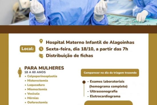 Hospital Materno-Infantil realiza triagem para cirurgias eletivas para mulheres e crianças na próxima sexta (18)